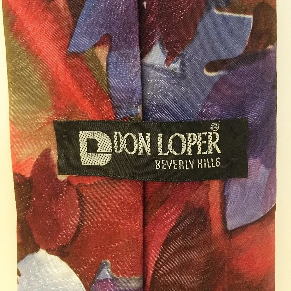 Don Loper Floral Necktie Beverly Hills Abstract Flowers Menswear